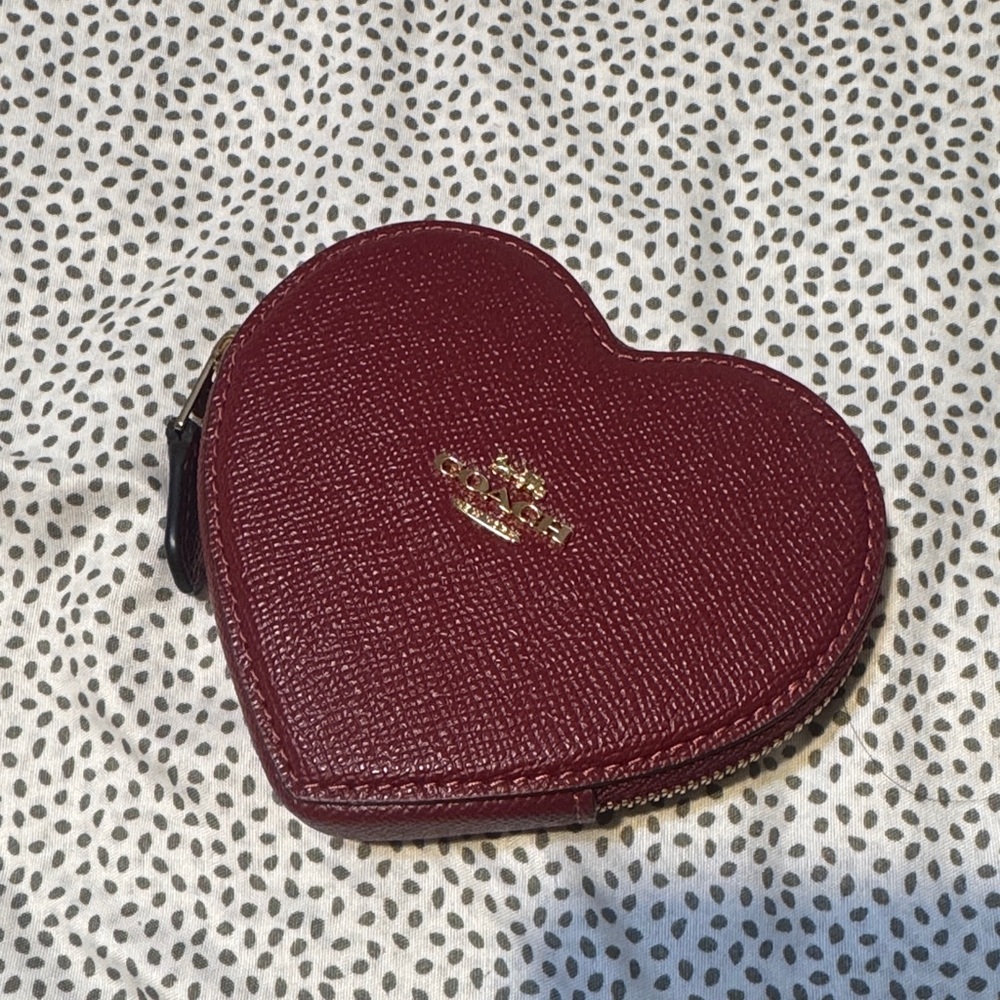 Coach Burgundy Heart Coin Pouch